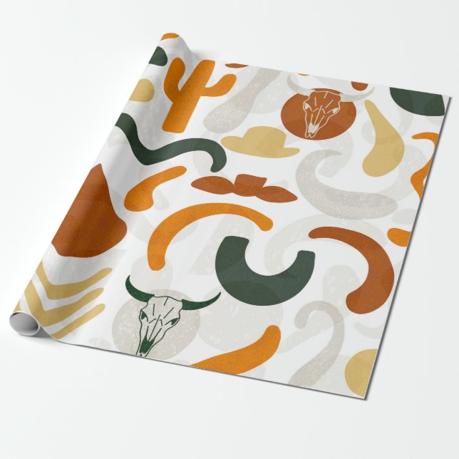 Sydvästra stil cactus bull skallcowboyhatt presentpapper (Utrullad)