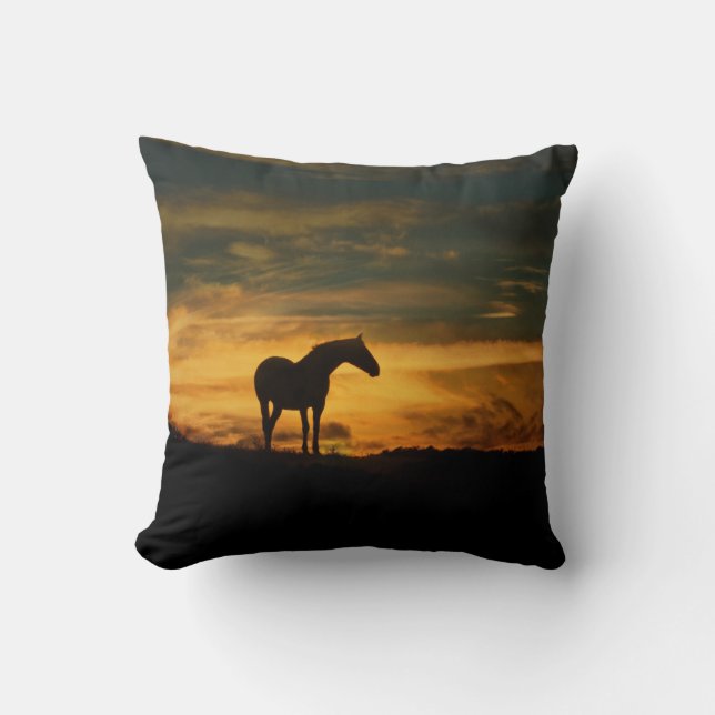 Sydvästra sunrise och Horse Decor Pillow Kudde (Framsida)