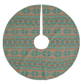Sydvästra Teal Copper Färg Geometric Mönster Julgransmatta Borstad Polyester