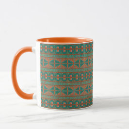 Sydvästra Teal Copper Färg Geometric Mönster Mugg