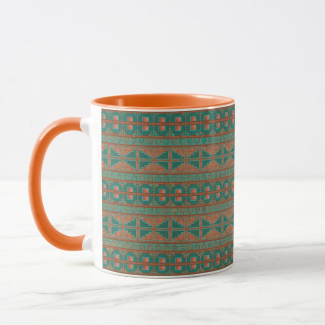 Sydvästra Teal Copper Färg Geometric Mönster Mugg (Vänster)