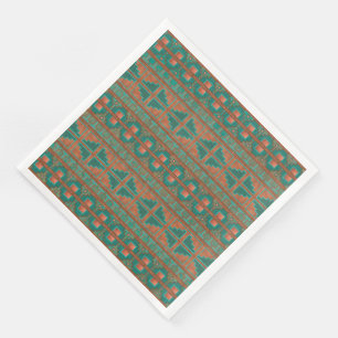 Sydvästra Teal Copper Färg Geometric Mönster Pappersservett
