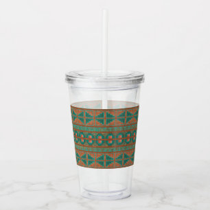 Sydvästra Teal Copper Färg Geometric Mönster Take Away Mugg