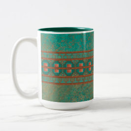 Sydvästra Teal Copper Färg Geometric Mönster Två-Tonad Mugg
