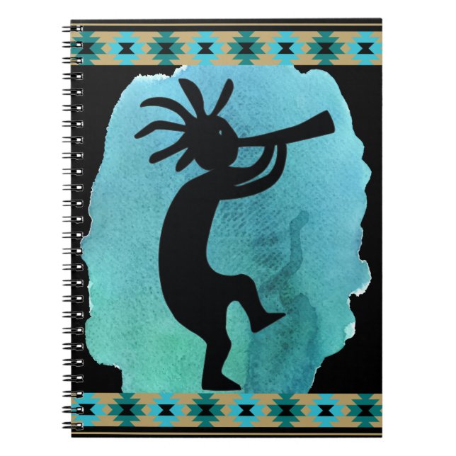 Sydvästra Teal Journal Kokopelli Anteckningsbok (Framsidan)