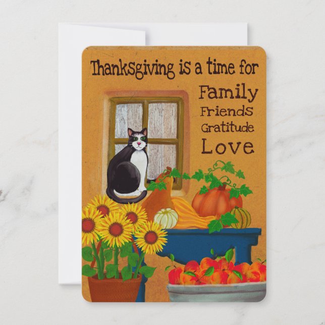 Sydvästra Thanksgivingen med Kat Flat Julkort (Framsida)