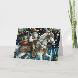 Sydvästra Tomten Levererar Julklappar Till Ryggen Helgkort