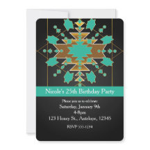 Sydvästra Turkos Guld & Svarta Inbjudningar