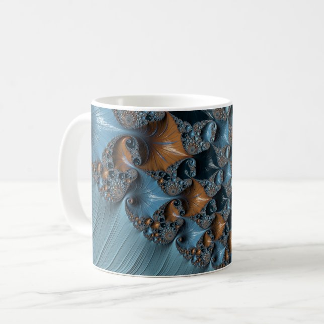 Sydvästra Turkvoise Fractal Art Kaffemugg (Framsida vänster)