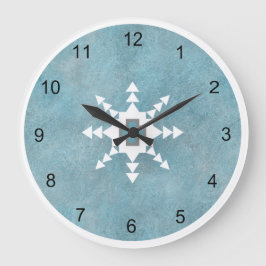 Sydvästra Turkvoise Winter Snowflake Geometric Stor Klocka
