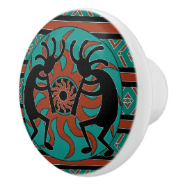 Sydvästra Turquise Tribal Sol Kokopelli Knopp