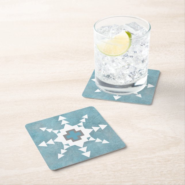 Sydvästra vintergeometriska snöflaksdesigner underlägg papper kvadrat (Insitu)