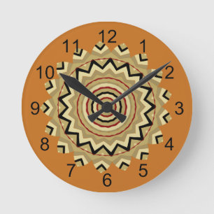 Sydvästra Westerna jorden Tone BOHO Mandala Design Rund Klocka