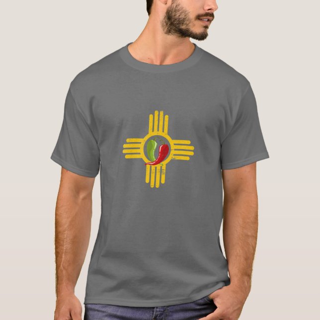 Sydvästra Zia new mexico med röd och Grönt Chile T Shirt (Framsida)