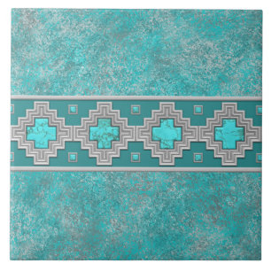 Sydvästturkos Stone Geometric Mönster Kakelplatta