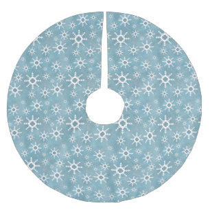 Sydvästvintern Snöflingor Blue och White Julgransmatta Borstad Polyester