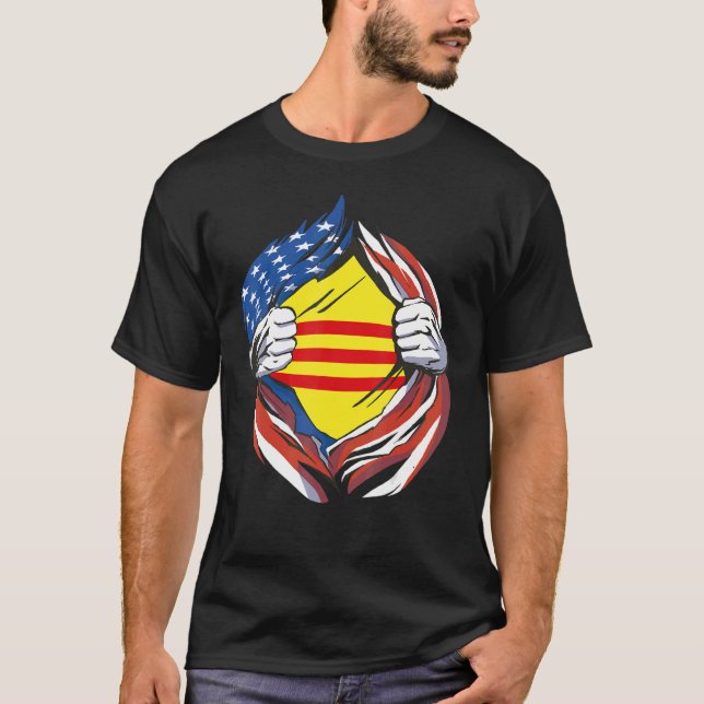 Sydvietnamesisk Flagga American Proud of My Vietna T Shirt (Framsida)