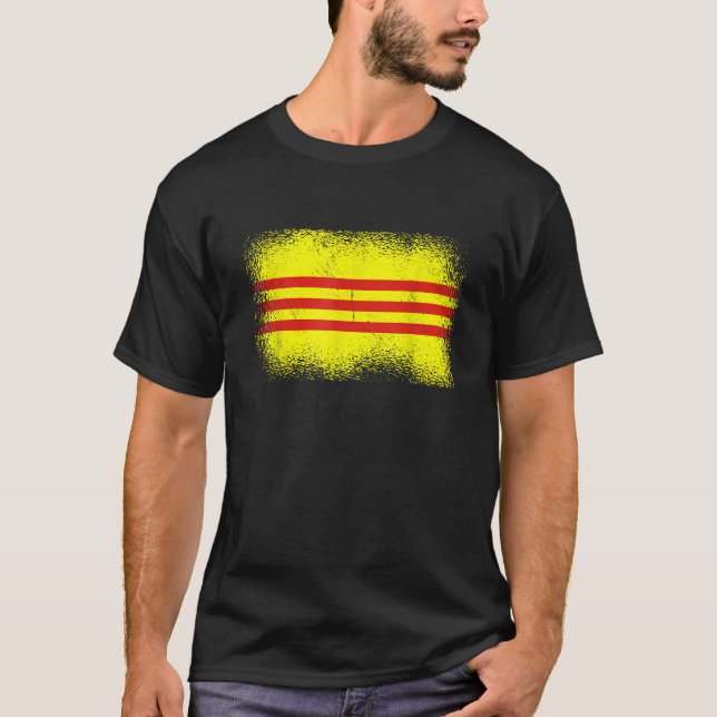 Sydvietnamesiska Flagga South Vietnam T Shirt (Framsida)