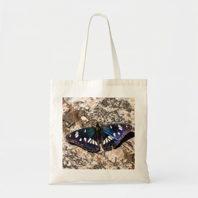 Sydvit amiral Blue Butterfly Painting Tygkasse (Framsidan)