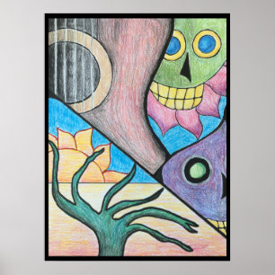 Sydwest Desert Skull Folk Art Poster