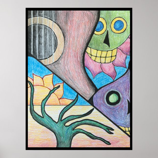 Sydwest Desert Skull Folk Art Poster (Framsidan)