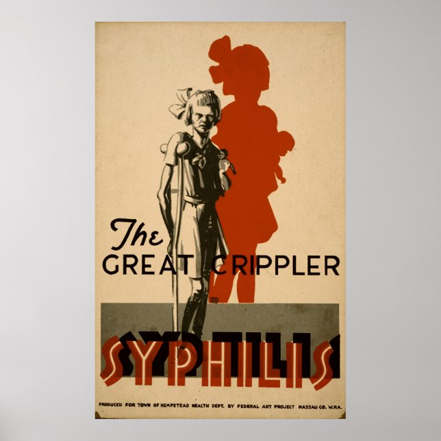 Syfililis Underbar Crippler Vintage WPA Health Pos Poster (Framsidan)