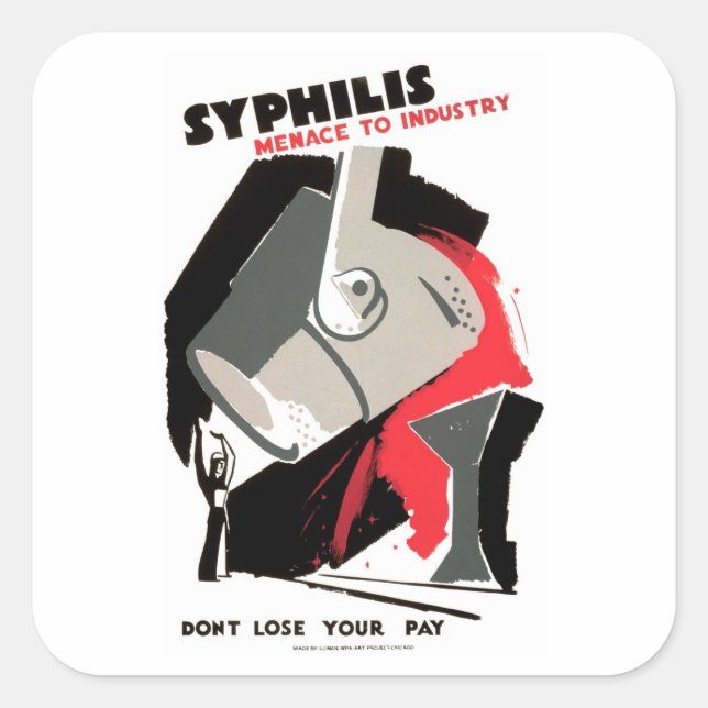 Syfilis ~ Menace to Industry Fyrkantigt Klistermärke (Framsida)