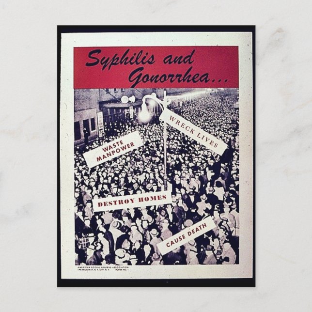 Syfilis och Gonorrhea Vykort (Framsida)