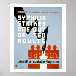 Syfilis-Strejkor (vita) Poster