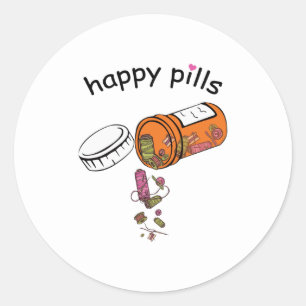 Syft Pillssäkring i Lycklig Runt Klistermärke