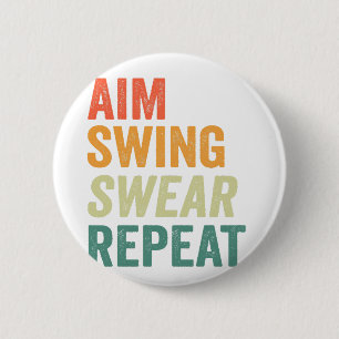 Syim Swing Swear Repeat Funny Golfing Vintage Knapp