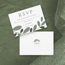 Sylized Olive gren Mediterranean charm bröllop OSA Kort