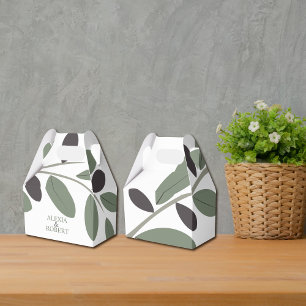 Sylized Olive gren Mediterranean charm bröllop Presentaskar