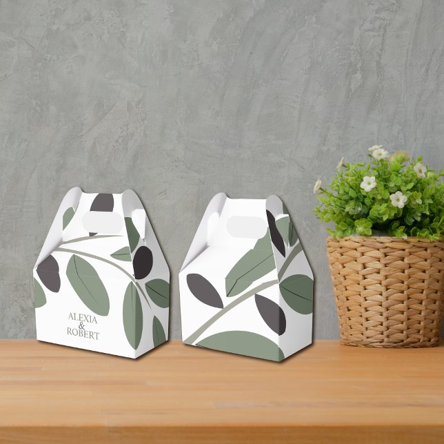 Sylized Olive gren Mediterranean charm bröllop Presentaskar (Skapare uppladdad)