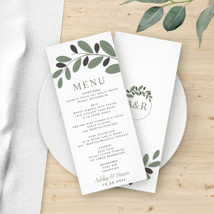 Sylized Olive gren Mediterranean charm-menykort Reklamkort