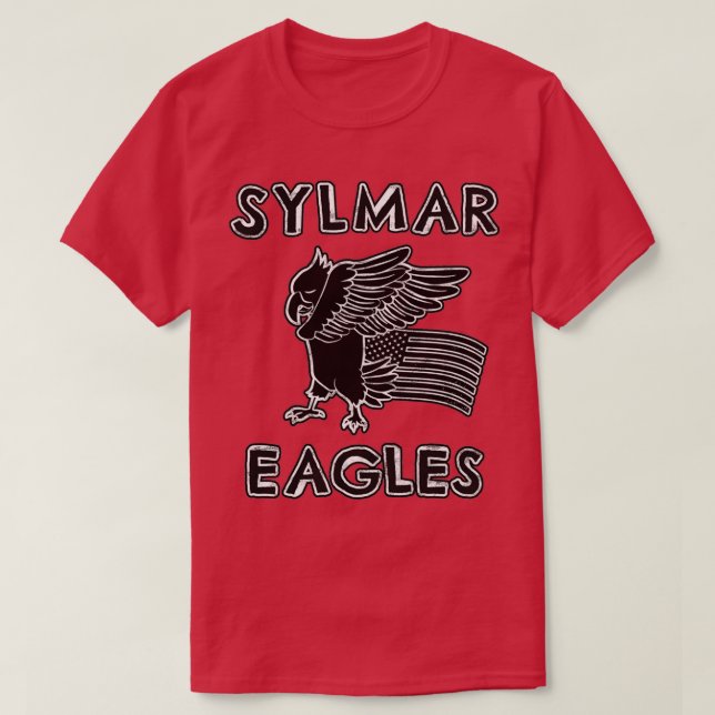 Sylmar Eagles School mascot american flagga T Shirt (Design framsida)