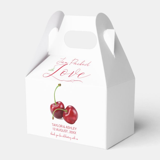 Sylt förpackad med Kärlek Cherry Fruit Bröllop Presentaskar (Framsidan Sidan)
