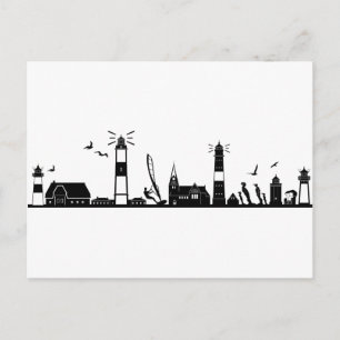 SYLT Nordsee Insel City Skyline Silhouette Vykort