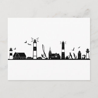 SYLT Nordsee Insel City Skyline Silhouette Vykort