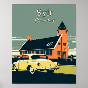 Sylt Poster Tyskland minimal Vintage