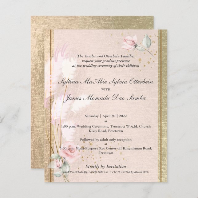 Syltina Anpassningsbar 5c Luxury Rosa Pampas Grass (Fram/baksida)