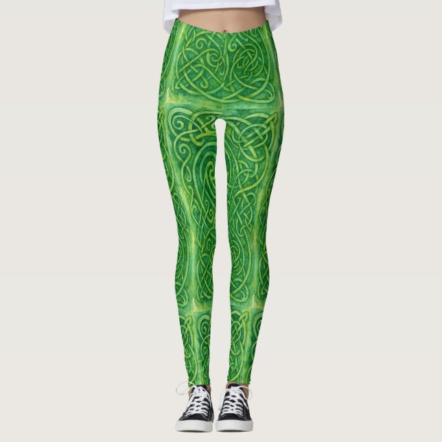 Sylvan Labyrinth - Grönten Knots keltiska Leggings (Framsida)