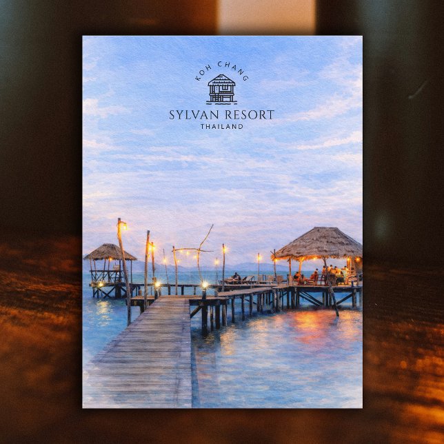 Sylvan Resort, Koh Chang, Thailand | Akvarell  Vykort (Sylvan Resort, Koh Chang, Thailand | Watercolor Postcard)