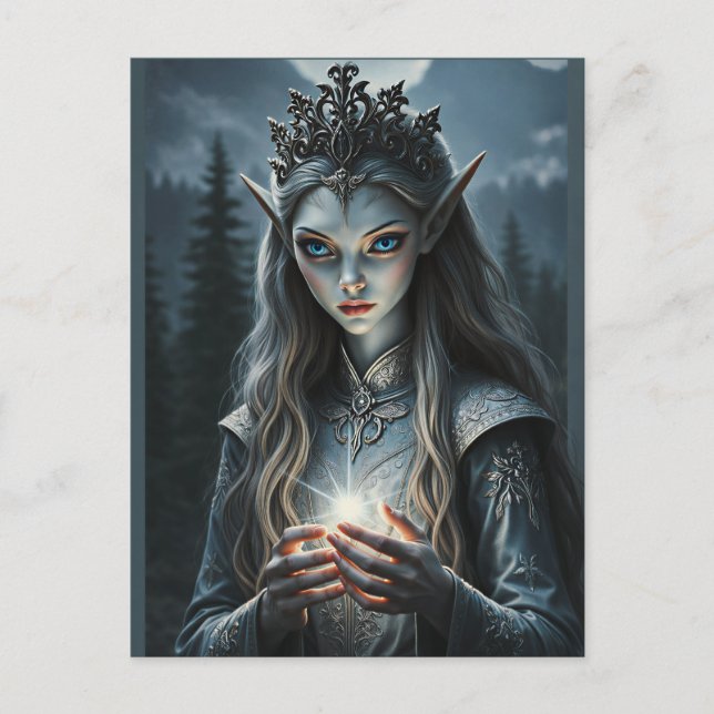Sylvarae Nightwhisper Mystisk Elfen Häxmästarinna Vykort (Framsida)
