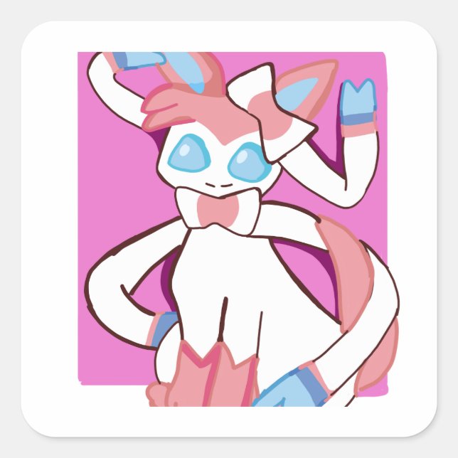 Sylveon (pokemon) fyrkantigt klistermärke (Framsida)