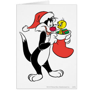 SYLVESTER™ Katt med julstrumpa Hälsningskort
