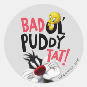 SYLVESTER™ & TWEETY™- Dåligt Puddy-märke Runt Klistermärke
