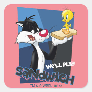 SYLVESTER™ & TWEETY™ "Vi gör smörgås" Fyrkantigt Klistermärke