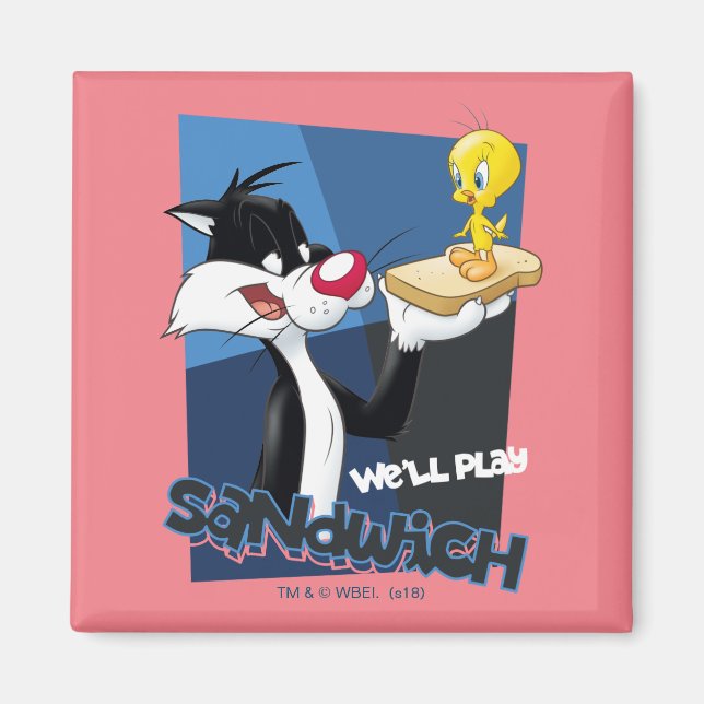 SYLVESTER™ & TWEETY™ "Vi spelar Sandwich" Magnet (Framsidan)