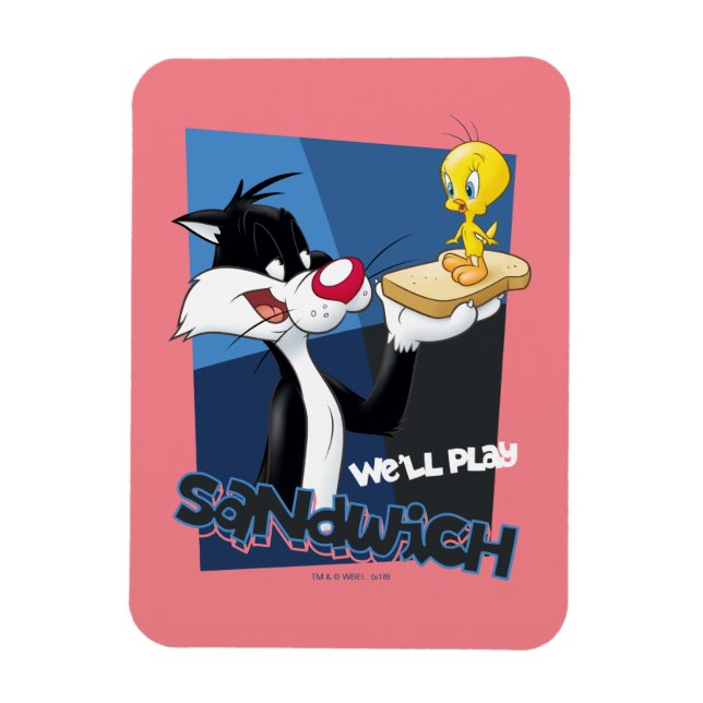 SYLVESTER™ & TWEETY™ "Vi spelar Sandwich" Magnet (Vertikal)